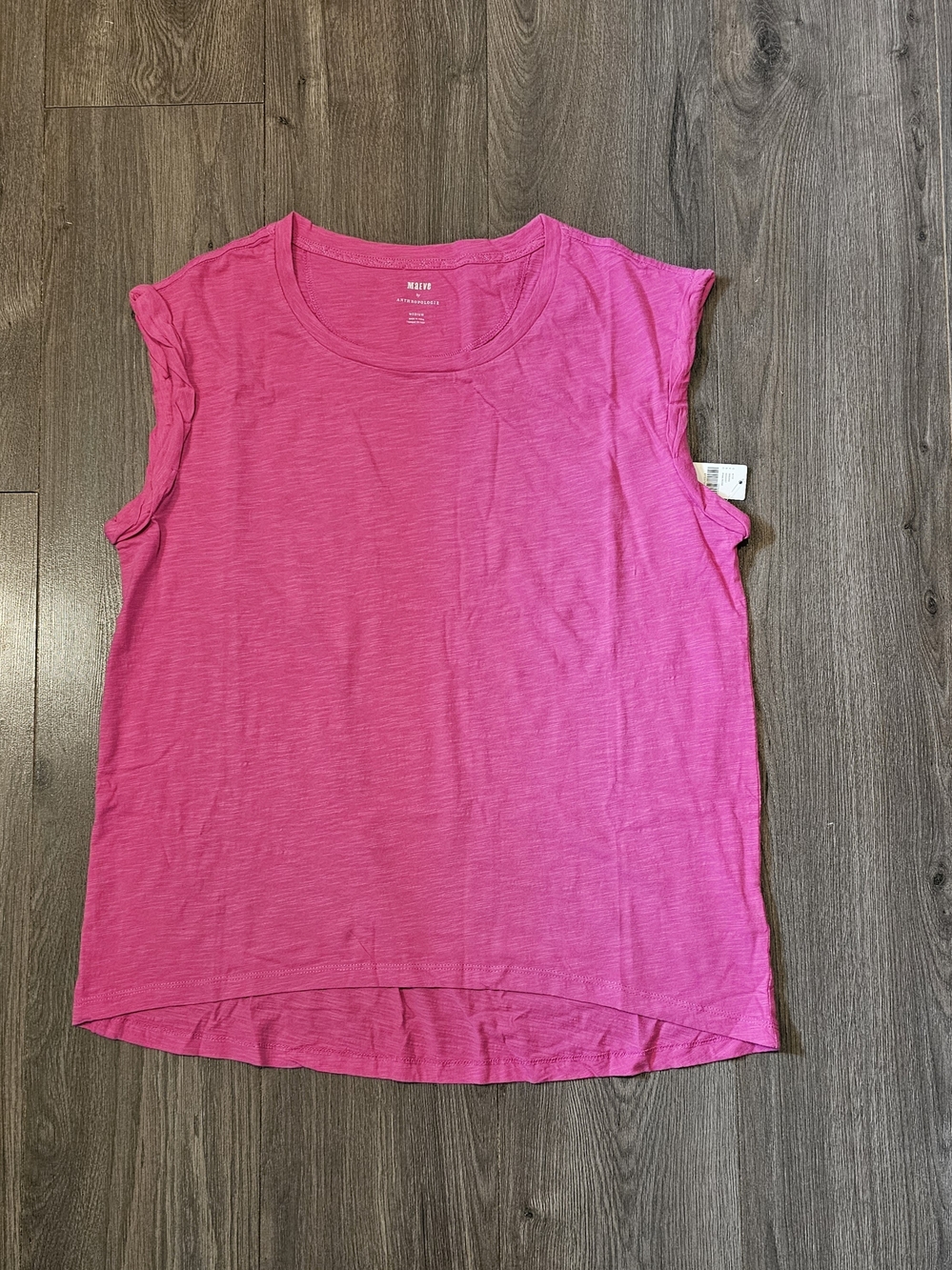 NWT - Anthropologie Bright Pink Crewneck Tank Top- Size Medium(runs Big)